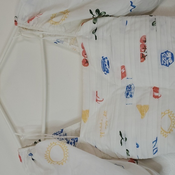 Abercrombie & Fitch Emerson Poplin Puff Sleeve Midi Dress Size XXST Novelty Prin - Picture 6 of 15